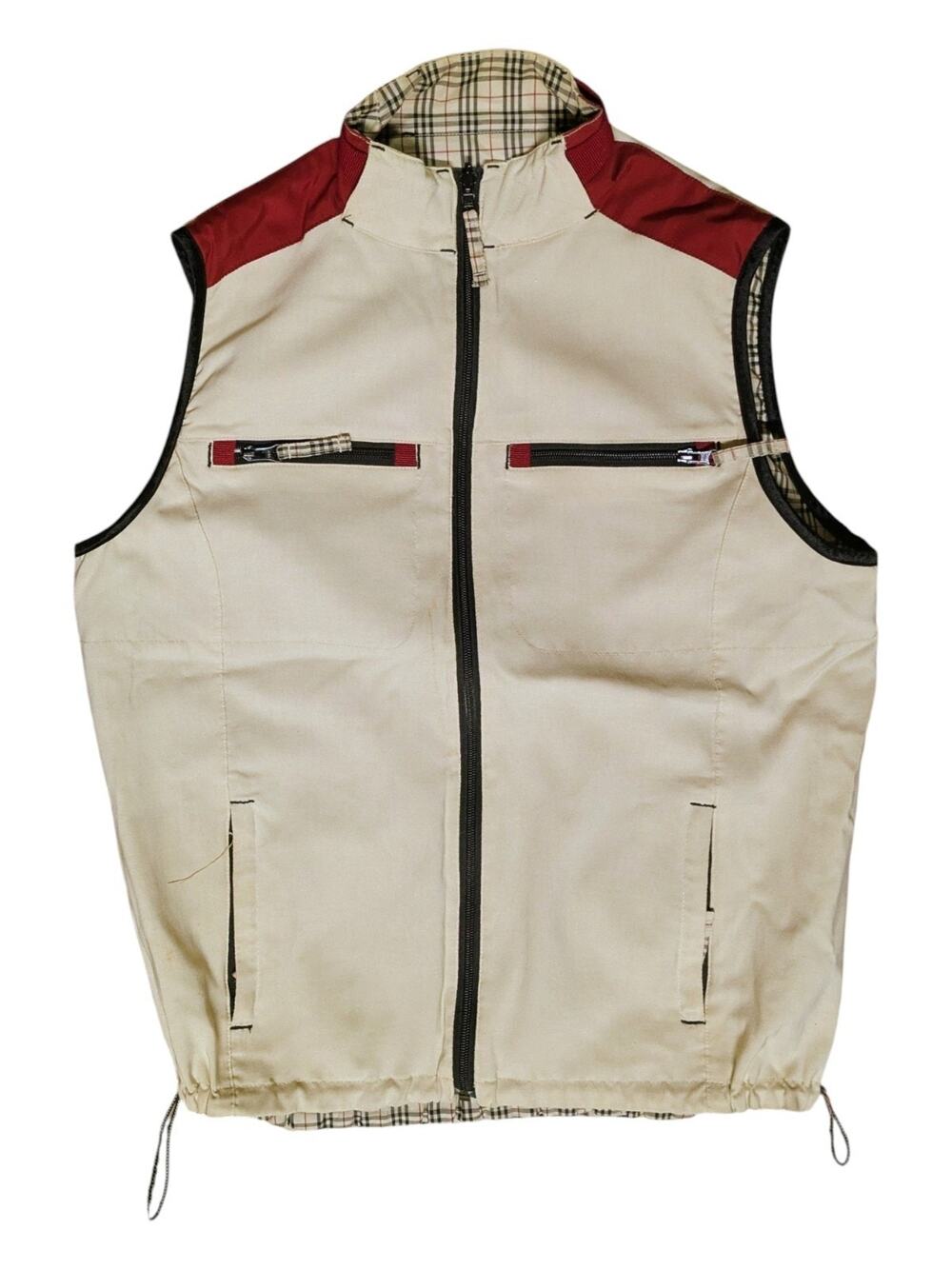 Spanner Sports Reversible Plaid Full Vest Zip 90s Y2K Preppy